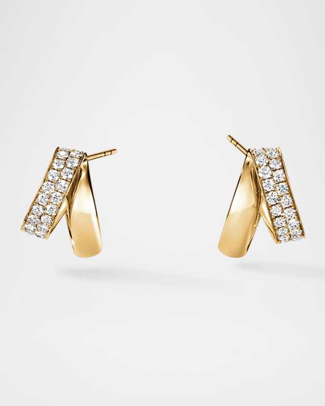 18K Yellow Gold Inside Out Spiral Diamond Earrings